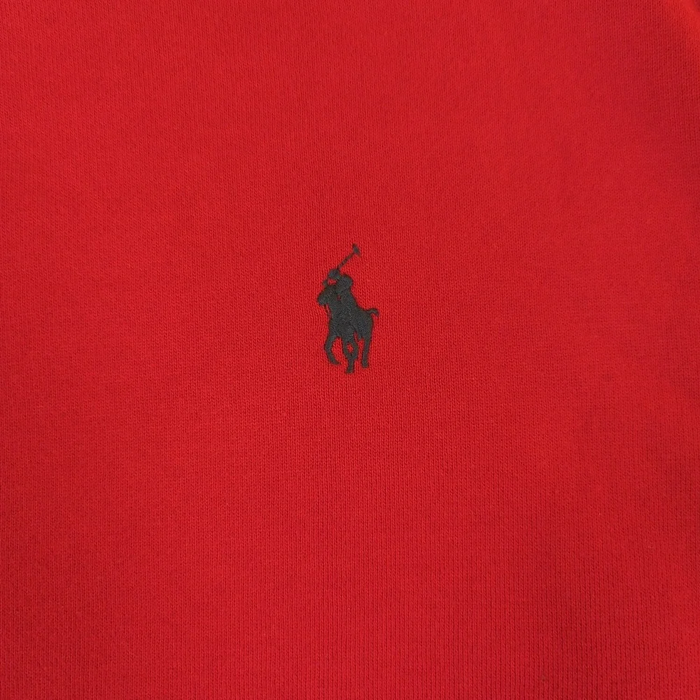 Polo Ralph Lauren Mens XL Red Fleece Crewneck Sweatshirt Navy Blue Pony‎ Logo